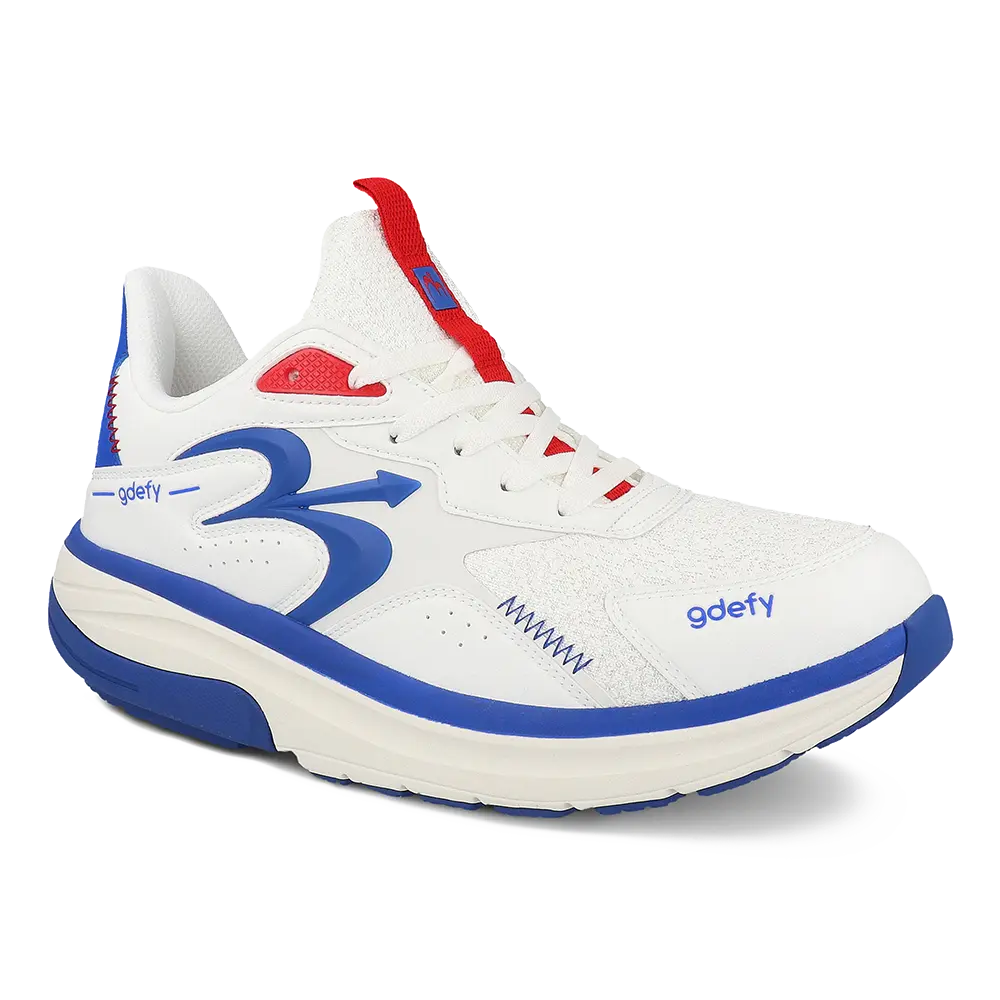 Re-Defy Women's Energiya Athletic Shoe White Blue Red- YB9037FWU