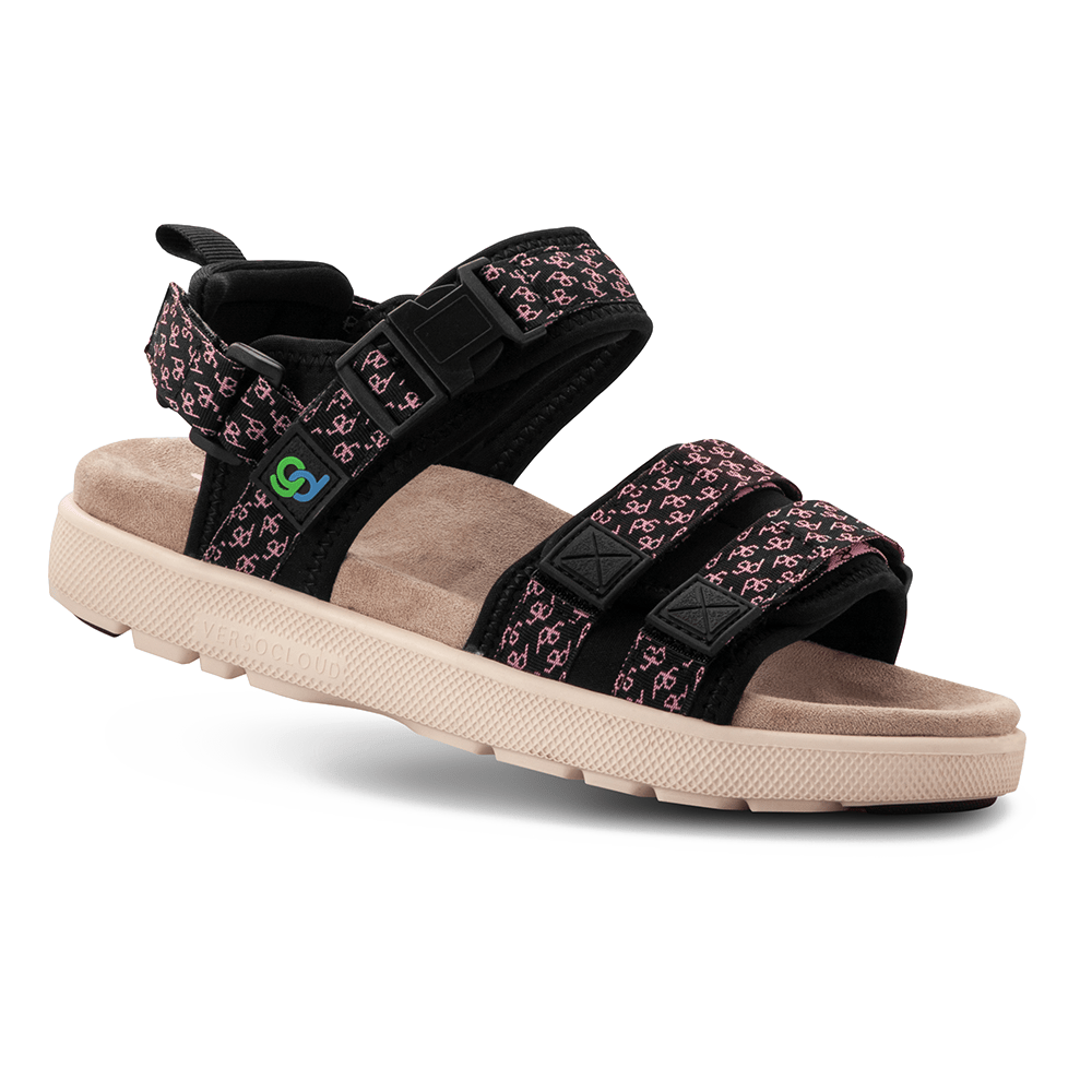 Re-Defy Women's Cafe Sandals Black Pink - YB7214FP